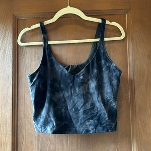 Lululemon Align sports bra / crop top. Size 12. Black and gray tie dye.